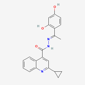 molecular formula C21H19N3O3 B11651674 2-cyclopropyl-N'-[(1E)-1-(2,4-dihydroxyphenyl)ethylidene]quinoline-4-carbohydrazide 