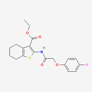 molecular formula C19H20INO4S B11651679 Ethyl 2-{[(4-iodophenoxy)acetyl]amino}-4,5,6,7-tetrahydro-1-benzothiophene-3-carboxylate 