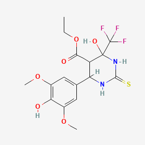 Ethyl 4-hydroxy-6-(4-hydroxy-3,5-dimethoxyphenyl)-2-thioxo-4-(trifluoromethyl)hexahydropyrimidine-5-carboxylate