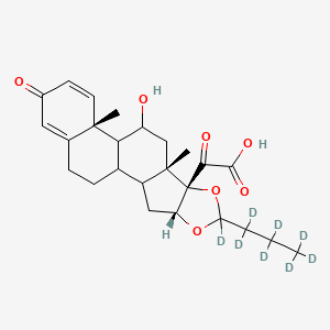 molecular formula C25H24D8O7 B1165172 2-[(4R,8S,9S,11S,13R)-6-deuterio-6-(1,1,2,2,3,3,3-heptadeuteriopropyl)-11-hydroxy-9,13-dimethyl-16-oxo-5,7-dioxapentacyclo[10.8.0.02,9.04,8.013,18]icosa-14,17-dien-8-yl]-2-oxoacetic acid 