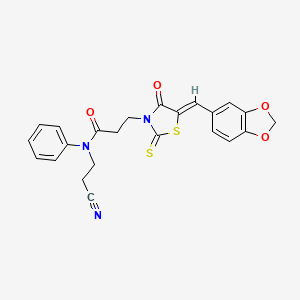 3-[(5Z)-5-(1,3-benzodioxol-5-ylmethylidene)-4-oxo-2-thioxo-1,3-thiazolidin-3-yl]-N-(2-cyanoethyl)-N-phenylpropanamide