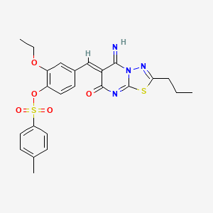 2-ethoxy-4-[(Z)-(5-imino-7-oxo-2-propyl-5H-[1,3,4]thiadiazolo[3,2-a]pyrimidin-6(7H)-ylidene)methyl]phenyl 4-methylbenzenesulfonate