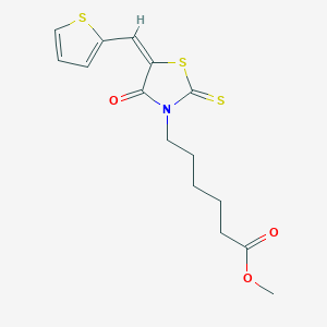 molecular formula C15H17NO3S3 B11651771 methyl 6-[(5E)-4-oxo-5-(thiophen-2-ylmethylidene)-2-thioxo-1,3-thiazolidin-3-yl]hexanoate 