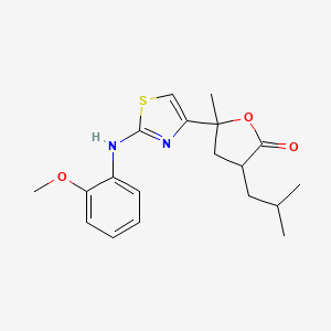 3-Isobutyl-5-[2-(2-methoxyanilino)-1,3-thiazol-4-YL]-5-methyldihydro-2(3H)-furanone