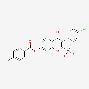 molecular formula C24H14ClF3O4 B11651794 3-(4-chlorophenyl)-4-oxo-2-(trifluoromethyl)-4H-chromen-7-yl 4-methylbenzoate 