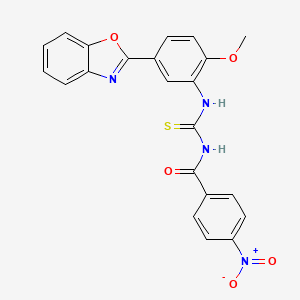 molecular formula C22H16N4O5S B11651795 N-{[5-(1,3-benzoxazol-2-yl)-2-methoxyphenyl]carbamothioyl}-4-nitrobenzamide 