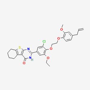 molecular formula C30H31ClN2O5S B11651797 2-{4-[2-(4-allyl-2-methoxyphenoxy)ethoxy]-3-chloro-5-ethoxyphenyl}-5,6,7,8-tetrahydro[1]benzothieno[2,3-d]pyrimidin-4(3H)-one 