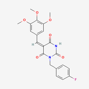 (5E)-1-[(4-fluorophenyl)methyl]-5-[(3,4,5-trimethoxyphenyl)methylidene]-1,3-diazinane-2,4,6-trione