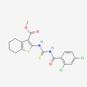 molecular formula C18H16Cl2N2O3S2 B11651845 Methyl 2-({[(2,4-dichlorophenyl)carbonyl]carbamothioyl}amino)-4,5,6,7-tetrahydro-1-benzothiophene-3-carboxylate 