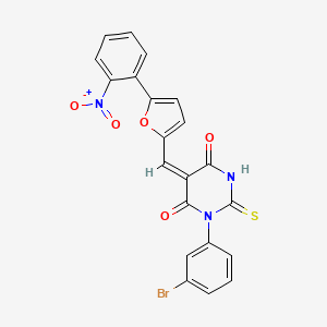 (5E)-1-(3-bromophenyl)-5-{[5-(2-nitrophenyl)furan-2-yl]methylidene}-2-thioxodihydropyrimidine-4,6(1H,5H)-dione