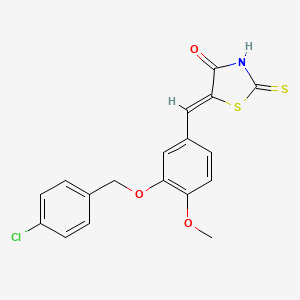 (5Z)-5-{3-[(4-chlorobenzyl)oxy]-4-methoxybenzylidene}-2-thioxo-1,3-thiazolidin-4-one