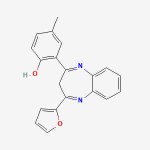 2-[4-(furan-2-yl)-3H-1,5-benzodiazepin-2-yl]-4-methylphenol