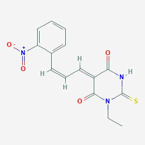 molecular formula C15H13N3O4S B11651910 (5Z)-1-ethyl-5-[(2Z)-3-(2-nitrophenyl)prop-2-en-1-ylidene]-2-thioxodihydropyrimidine-4,6(1H,5H)-dione 