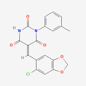 molecular formula C19H13ClN2O5 B11651920 (5Z)-5-[(6-chloro-1,3-benzodioxol-5-yl)methylidene]-1-(3-methylphenyl)pyrimidine-2,4,6(1H,3H,5H)-trione 