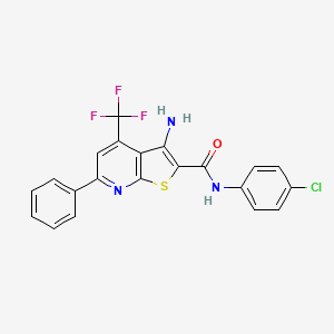 molecular formula C21H13ClF3N3OS B11651922 3-amino-N-(4-chlorophenyl)-6-phenyl-4-(trifluoromethyl)thieno[2,3-b]pyridine-2-carboxamide 