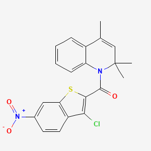 molecular formula C21H17ClN2O3S B11651955 (3-chloro-6-nitro-1-benzothiophen-2-yl)(2,2,4-trimethylquinolin-1(2H)-yl)methanone 