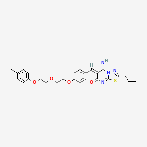 molecular formula C26H28N4O4S B11651984 (6Z)-5-imino-6-(4-{2-[2-(4-methylphenoxy)ethoxy]ethoxy}benzylidene)-2-propyl-5,6-dihydro-7H-[1,3,4]thiadiazolo[3,2-a]pyrimidin-7-one 