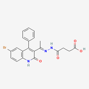 4-{(2E)-2-[1-(6-bromo-2-oxo-4-phenyl-1,2-dihydroquinolin-3-yl)ethylidene]hydrazinyl}-4-oxobutanoic acid