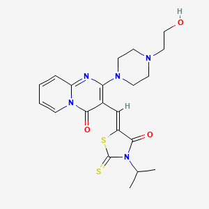 molecular formula C21H25N5O3S2 B11652017 2-[4-(2-Hydroxyethyl)-1-piperazinyl]-3-[(Z)-(3-isopropyl-4-oxo-2-thioxo-1,3-thiazolidin-5-ylidene)methyl]-4H-pyrido[1,2-A]pyrimidin-4-one CAS No. 361994-90-3