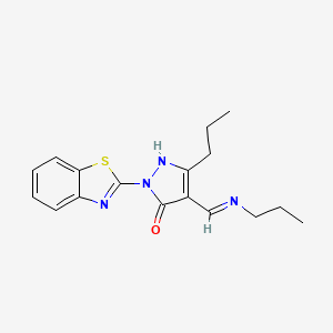 2-(1,3-benzothiazol-2-yl)-5-propyl-4-[(E)-(propylimino)methyl]-1,2-dihydro-3H-pyrazol-3-one