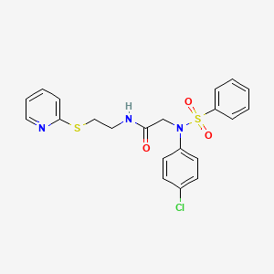 molecular formula C21H20ClN3O3S2 B11652053 2-[N-(4-Chlorophenyl)benzenesulfonamido]-N-[2-(pyridin-2-ylsulfanyl)ethyl]acetamide 