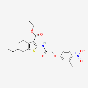 molecular formula C22H26N2O6S B11652061 Ethyl 6-ethyl-2-{[(3-methyl-4-nitrophenoxy)acetyl]amino}-4,5,6,7-tetrahydro-1-benzothiophene-3-carboxylate 