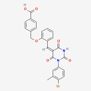 molecular formula C26H19BrN2O6 B11652067 4-[(2-{(E)-[1-(4-bromo-3-methylphenyl)-2,4,6-trioxotetrahydropyrimidin-5(2H)-ylidene]methyl}phenoxy)methyl]benzoic acid 