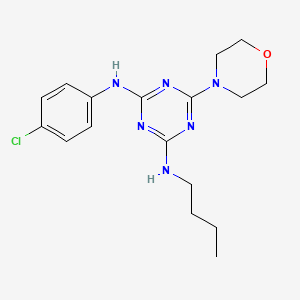 molecular formula C17H23ClN6O B11652077 N-butyl-N'-(4-chlorophenyl)-6-(morpholin-4-yl)-1,3,5-triazine-2,4-diamine 