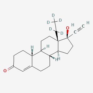 molecular formula C21H23D5O2 B1165208 (8R,9S,10R,13S,14S,17R)-17-ethynyl-17-hydroxy-13-(1,1,2,2,2-pentadeuterioethyl)-1,2,6,7,8,9,10,11,12,14,15,16-dodecahydrocyclopenta[a]phenanthren-3-one 