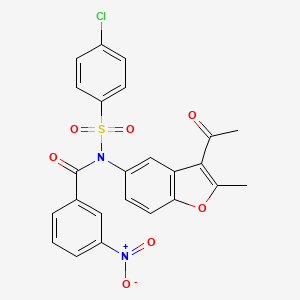 N-(3-acetyl-2-methyl-1-benzofuran-5-yl)-N-[(4-chlorophenyl)sulfonyl]-3-nitrobenzamide