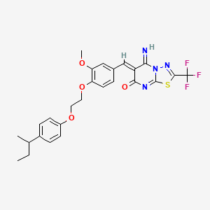 (6Z)-6-(4-{2-[4-(butan-2-yl)phenoxy]ethoxy}-3-methoxybenzylidene)-5-imino-2-(trifluoromethyl)-5,6-dihydro-7H-[1,3,4]thiadiazolo[3,2-a]pyrimidin-7-one