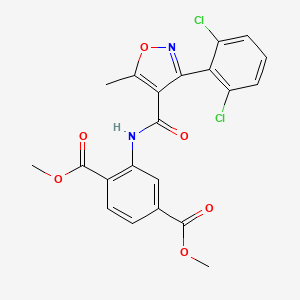 molecular formula C21H16Cl2N2O6 B11652093 Dimethyl 2-({[3-(2,6-dichlorophenyl)-5-methyl-1,2-oxazol-4-yl]carbonyl}amino)benzene-1,4-dicarboxylate 