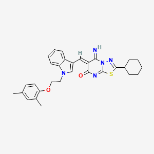 (6Z)-2-cyclohexyl-6-({1-[2-(2,4-dimethylphenoxy)ethyl]-1H-indol-3-yl}methylidene)-5-imino-5,6-dihydro-7H-[1,3,4]thiadiazolo[3,2-a]pyrimidin-7-one