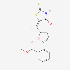 methyl 2-{5-[(E)-(4-oxo-2-thioxo-1,3-thiazolidin-5-ylidene)methyl]furan-2-yl}benzoate