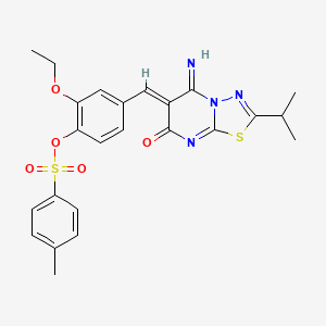 2-ethoxy-4-{(Z)-[5-imino-7-oxo-2-(propan-2-yl)-5H-[1,3,4]thiadiazolo[3,2-a]pyrimidin-6(7H)-ylidene]methyl}phenyl 4-methylbenzenesulfonate