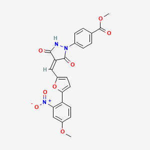 molecular formula C23H17N3O8 B11652196 methyl 4-[(4Z)-4-{[5-(4-methoxy-2-nitrophenyl)furan-2-yl]methylidene}-3,5-dioxopyrazolidin-1-yl]benzoate 