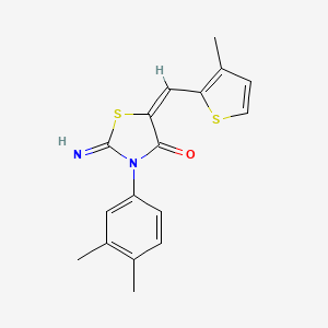 molecular formula C17H16N2OS2 B11652228 (5E)-3-(3,4-dimethylphenyl)-2-imino-5-[(3-methylthiophen-2-yl)methylidene]-1,3-thiazolidin-4-one 