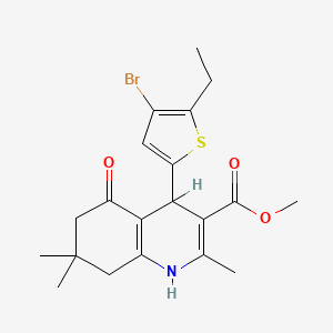 molecular formula C20H24BrNO3S B11652241 Methyl 4-(4-bromo-5-ethyl(2-thienyl))-2,7,7-trimethyl-5-oxo-1,4,6,7,8-pentahyd roquinoline-3-carboxylate 