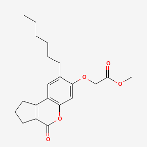 molecular formula C21H26O5 B11652251 Methyl ((8-hexyl-4-oxo-1,2,3,4-tetrahydrocyclopenta(C)chromen-7-YL)oxy)acetate 