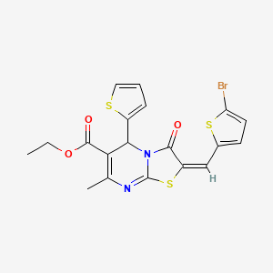 ethyl (2E)-2-[(5-bromothiophen-2-yl)methylidene]-7-methyl-3-oxo-5-(thiophen-2-yl)-2,3-dihydro-5H-[1,3]thiazolo[3,2-a]pyrimidine-6-carboxylate