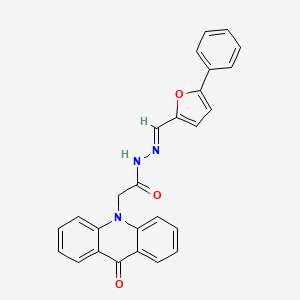 molecular formula C26H19N3O3 B11652284 2-(9-oxoacridin-10(9H)-yl)-N'-[(E)-(5-phenylfuran-2-yl)methylidene]acetohydrazide 