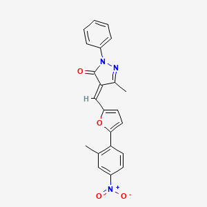 (4E)-5-methyl-4-{[5-(2-methyl-4-nitrophenyl)furan-2-yl]methylidene}-2-phenyl-2,4-dihydro-3H-pyrazol-3-one