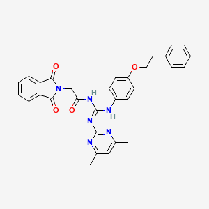 molecular formula C31H28N6O4 B11652352 N-[(Z)-[(4,6-dimethylpyrimidin-2-yl)amino]{[4-(2-phenylethoxy)phenyl]amino}methylidene]-2-(1,3-dioxo-1,3-dihydro-2H-isoindol-2-yl)acetamide 