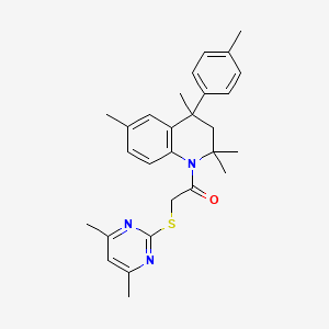 2-[(4,6-dimethylpyrimidin-2-yl)sulfanyl]-1-[2,2,4,6-tetramethyl-4-(4-methylphenyl)-3,4-dihydroquinolin-1(2H)-yl]ethanone