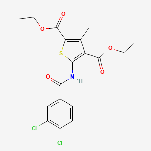 molecular formula C18H17Cl2NO5S B11652367 Diethyl 5-{[(3,4-dichlorophenyl)carbonyl]amino}-3-methylthiophene-2,4-dicarboxylate 