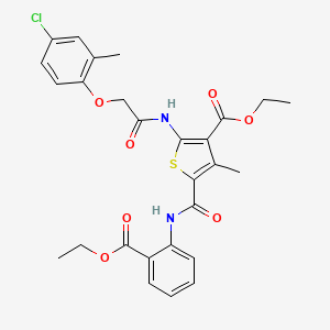 molecular formula C27H27ClN2O7S B11652375 Ethyl 2-{[(4-chloro-2-methylphenoxy)acetyl]amino}-5-{[2-(ethoxycarbonyl)phenyl]carbamoyl}-4-methylthiophene-3-carboxylate 