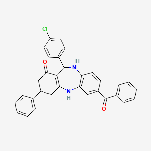 2-Benzoyl-6-(4-chlorophenyl)-9-phenyl-5,6,8,9,10,11-hexahydrobenzo[b][1,4]benzodiazepin-7-one