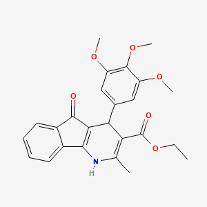 molecular formula C25H25NO6 B11652431 ethyl 2-methyl-5-oxo-4-(3,4,5-trimethoxyphenyl)-4,5-dihydro-1H-indeno[1,2-b]pyridine-3-carboxylate 