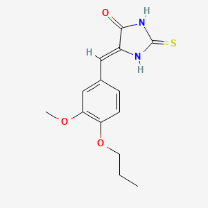 molecular formula C14H16N2O3S B11652435 (5Z)-5-[(3-methoxy-4-propoxyphenyl)methylidene]-2-sulfanylideneimidazolidin-4-one 