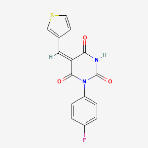 (5E)-1-(4-fluorophenyl)-5-(thien-3-ylmethylene)pyrimidine-2,4,6(1H,3H,5H)-trione